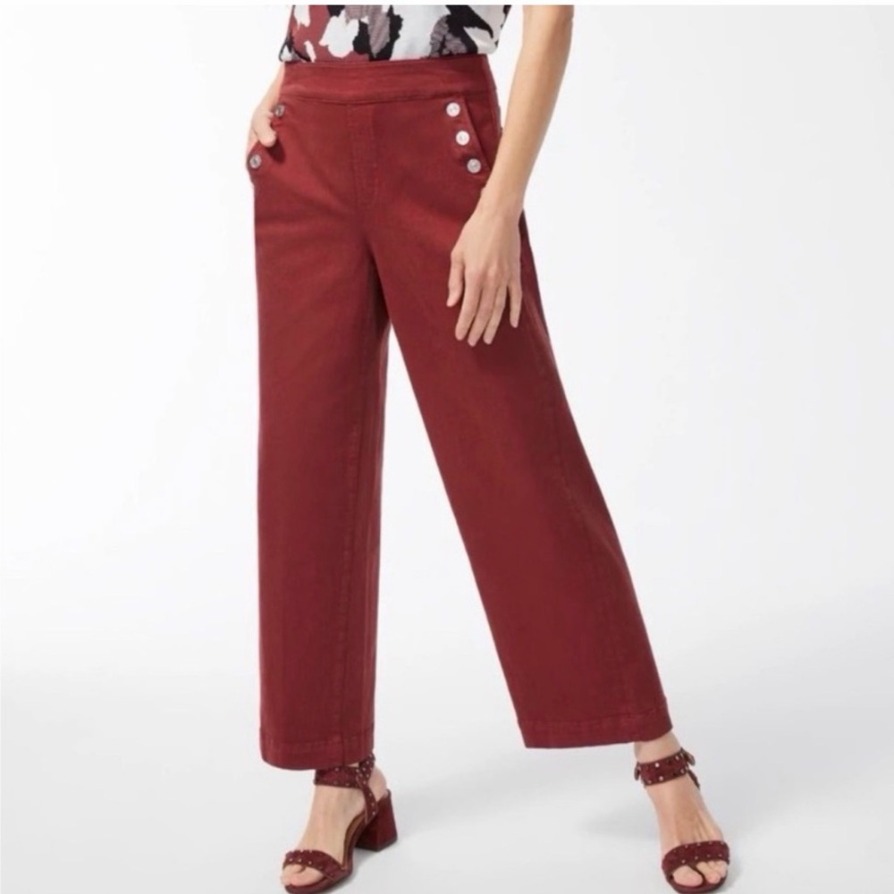 NWT Chico's Pull On Wide-Leg Ankle Pants Size 0.5 Petite 6 Denim Sable Brown